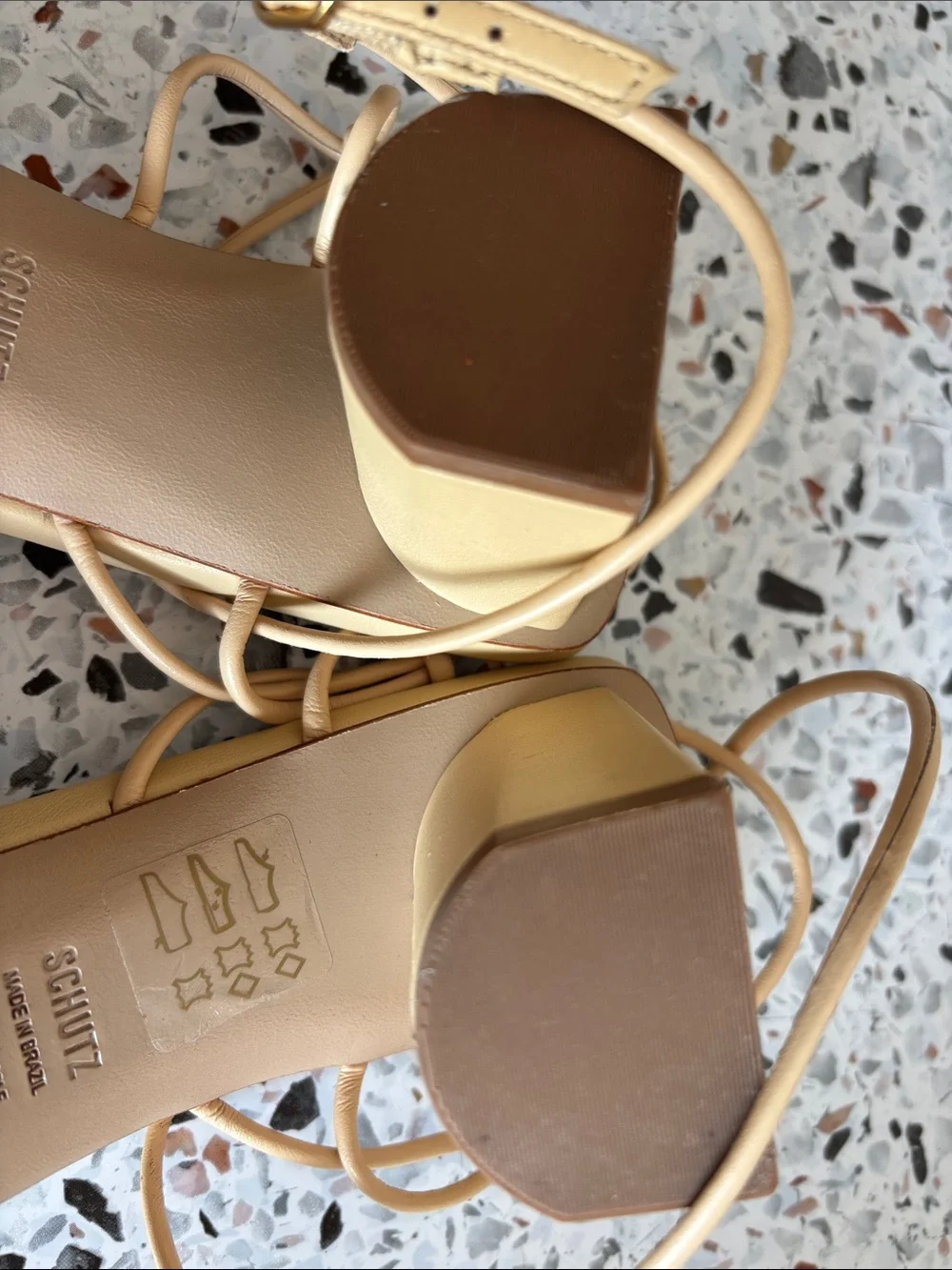 SCHUTZ Nude Beige Strappy Square-Toe Heels